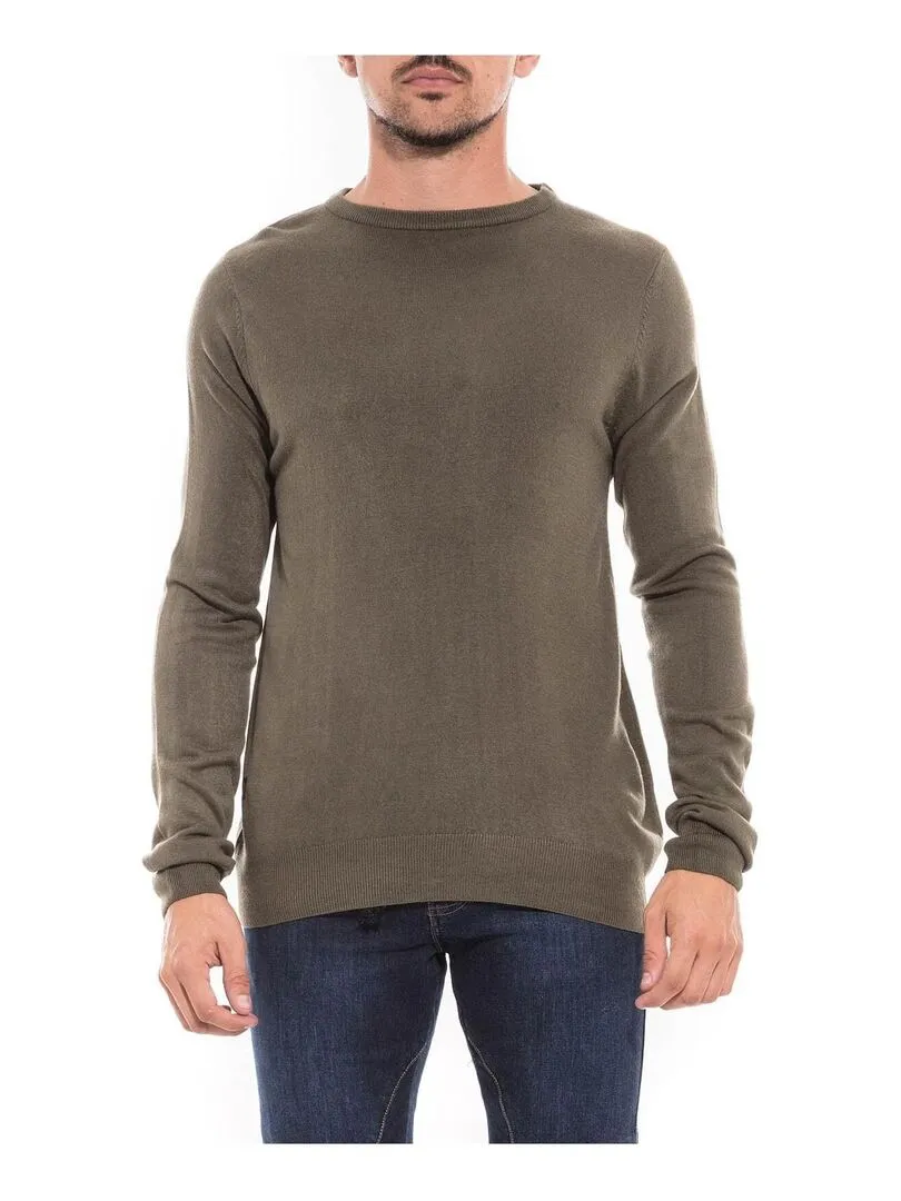 Pull col rond effet cachemire LANNIS - Kaki