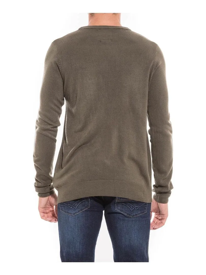 Pull col rond effet cachemire LANNIS - Kaki