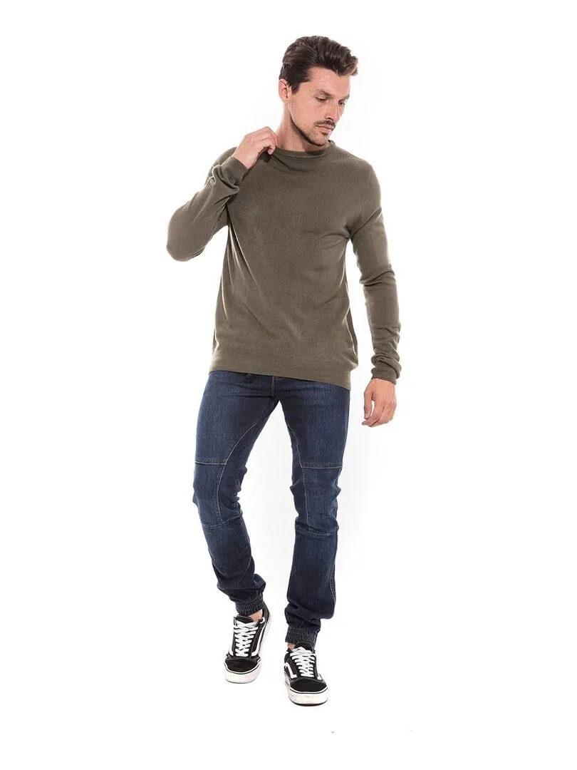 Pull col rond effet cachemire LANNIS - Kaki